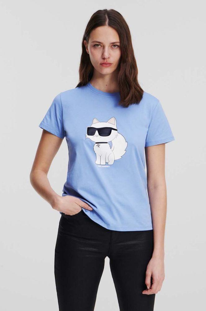 Бавовняна футболка Karl Lagerfeld колір блакитний (3345599)