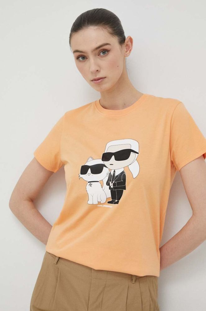 Бавовняна футболка Karl Lagerfeld колір помаранчевий (3057114)