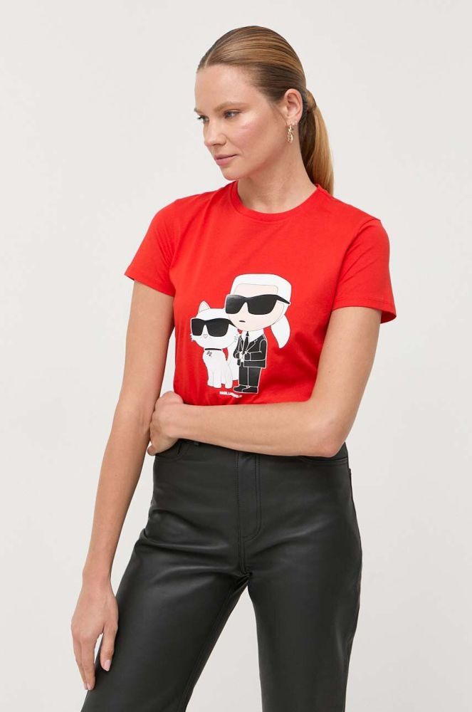Бавовняна футболка Karl Lagerfeld колір червоний