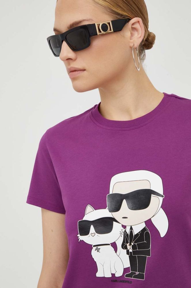 Бавовняна футболка Karl Lagerfeld колір фіолетовий (3505074)