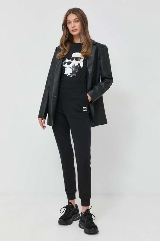 Бавовняна футболка Karl Lagerfeld колір чорний (2891583) фото 2
