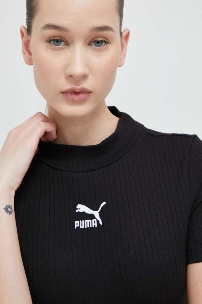 Боді Puma CLASSICS жіночі колір чорний півгольф 539003-01 фото 5