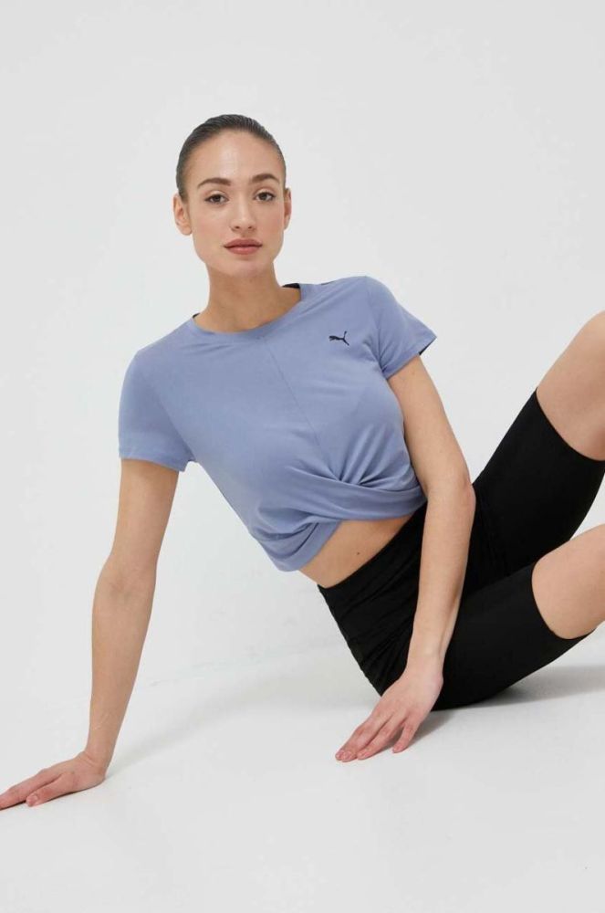 Футболка для йоги Puma Studio Yogini Lite Twist колір блакитний фото 2