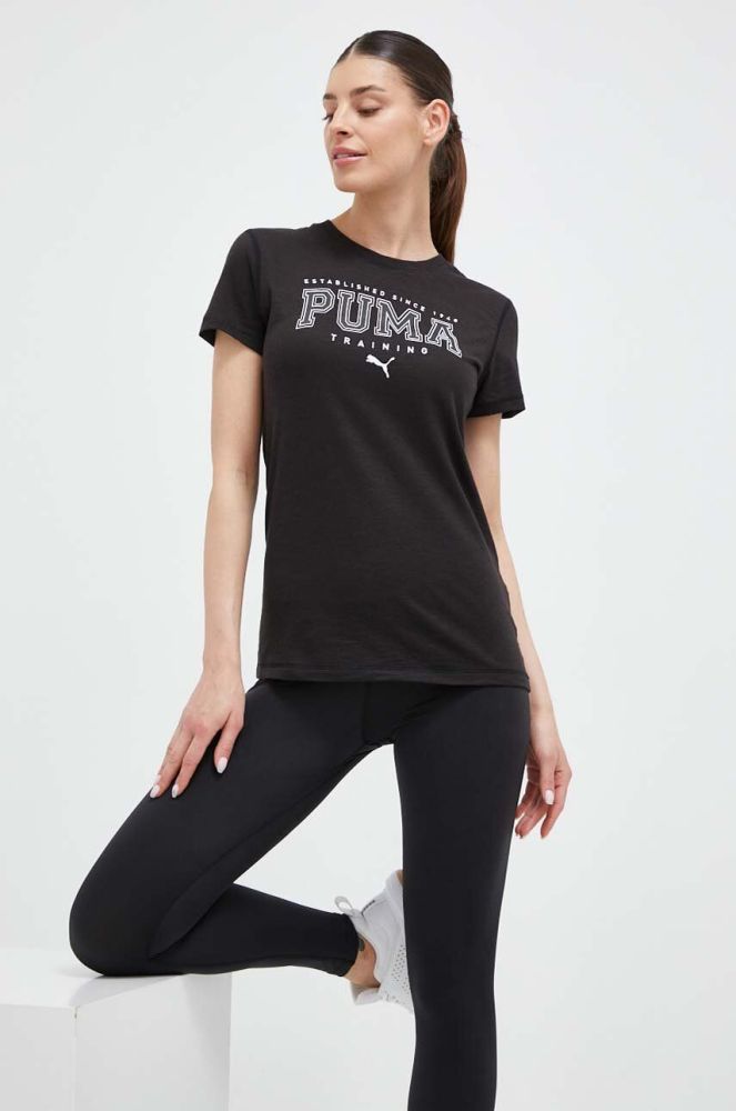 Тренувальна футболка Puma Graphic Tee Fit колір чорний