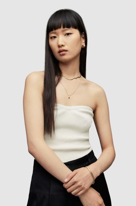 Топ AllSaints жіночий колір білий оголене плече