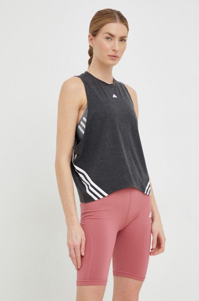Топ для тренувань adidas Performance Train Icons колір сірий фото 4