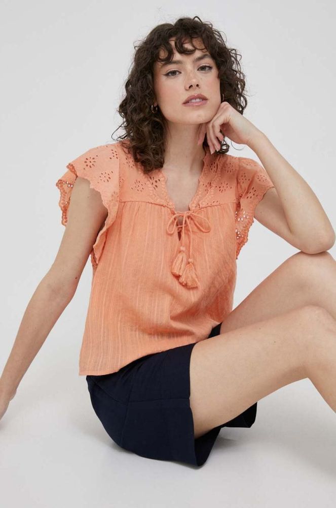 Бавовняна блузка Pepe Jeans Anaise жіноча колір помаранчевий однотонна