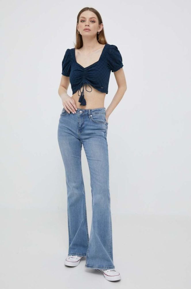 Бавовняний топ Pepe Jeans Philana колір синій фото 2