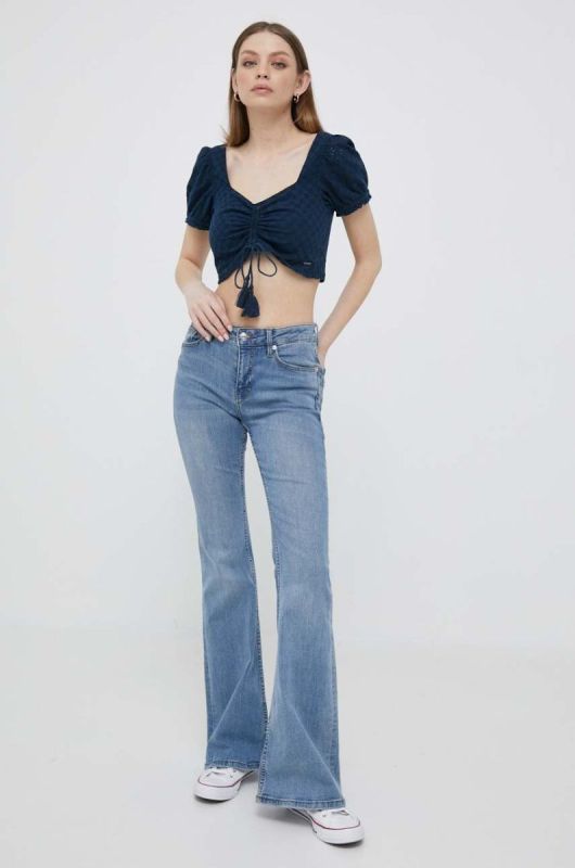 Бавовняний топ Pepe Jeans Philana колір синій фото 2