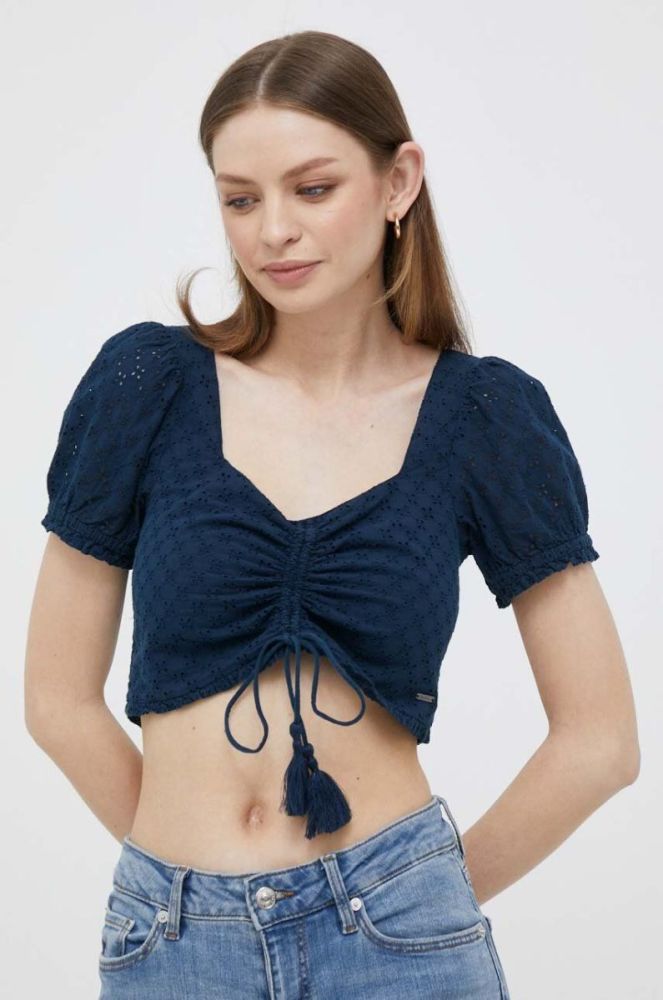 Бавовняний топ Pepe Jeans Philana колір синій фото 4