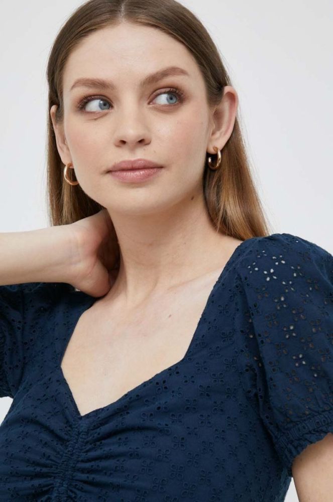 Бавовняний топ Pepe Jeans Philana колір синій фото 5