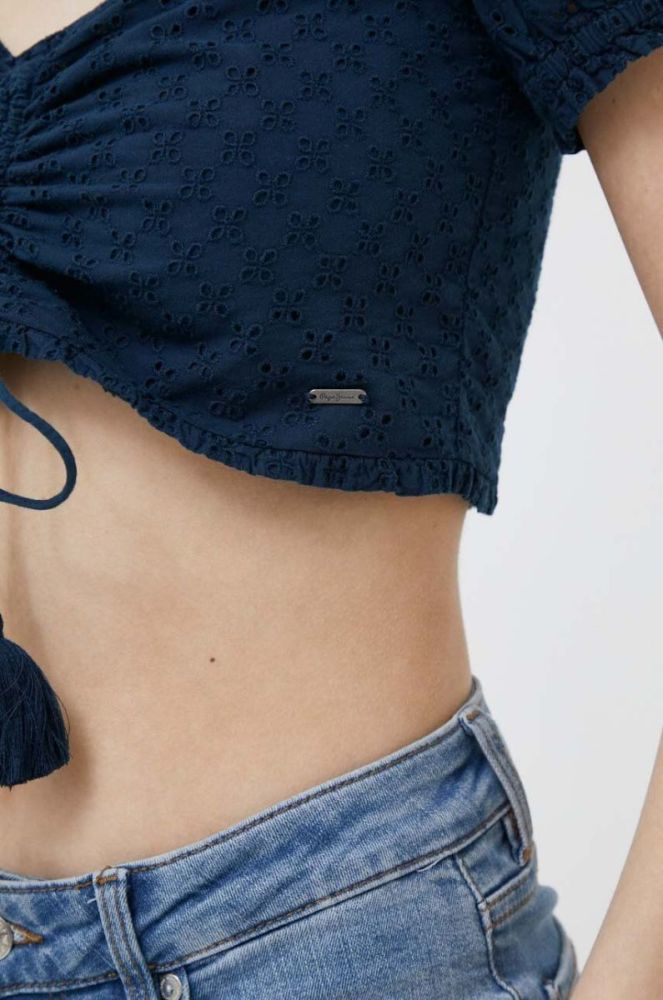 Бавовняний топ Pepe Jeans Philana колір синій фото 6
