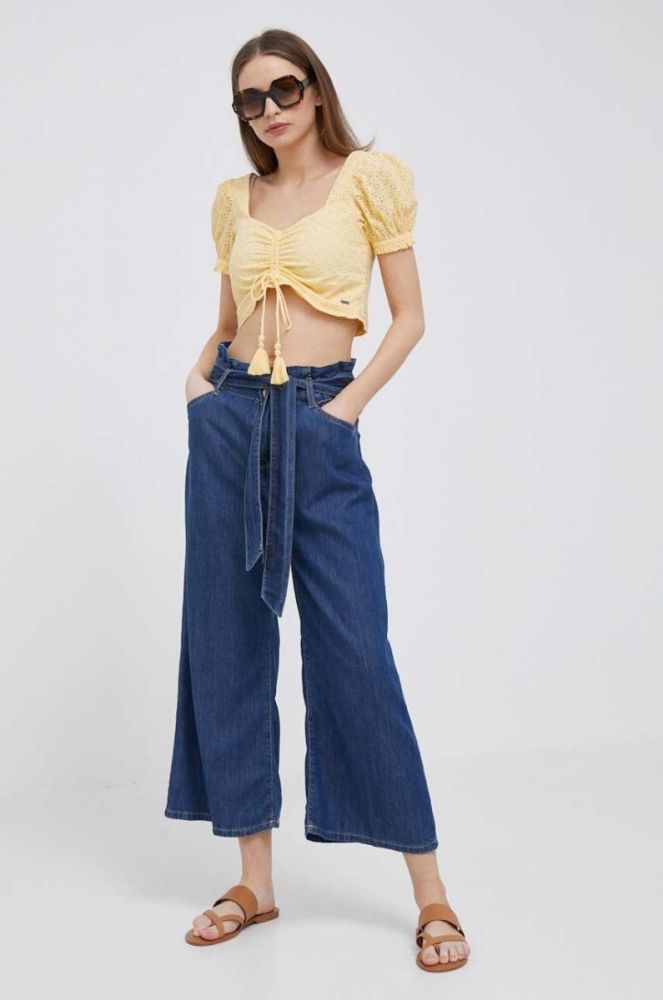 Бавовняний топ Pepe Jeans колір жовтий фото 2
