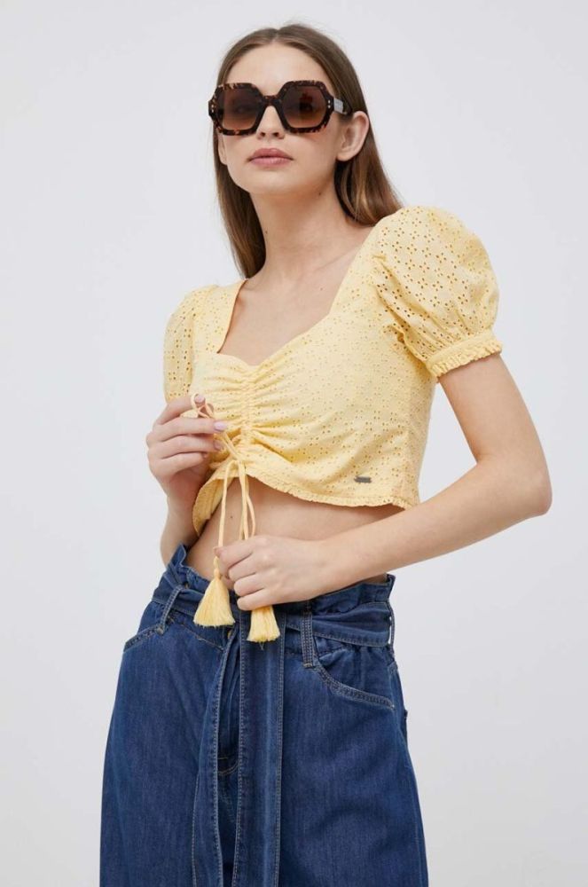 Бавовняний топ Pepe Jeans колір жовтий фото 4