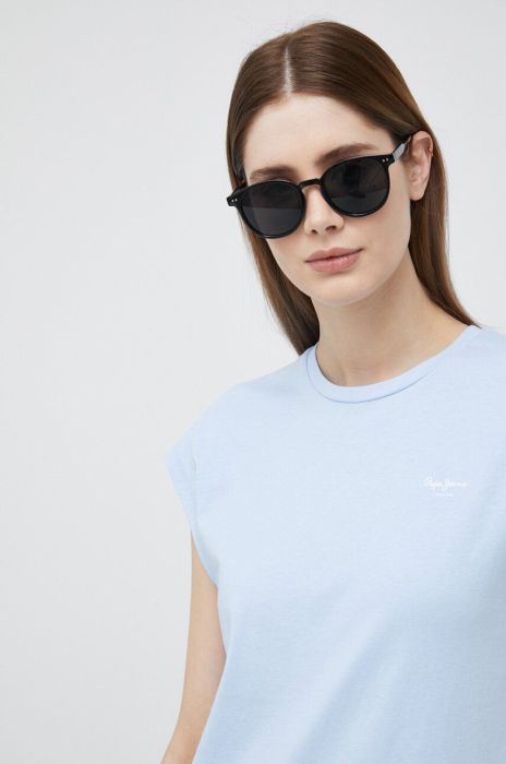 Бавовняна футболка Pepe Jeans Bloom колір блакитний