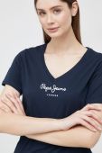 Бавовняна футболка Pepe Jeans Wendy V Neck колір синій