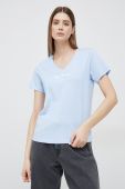 Бавовняна футболка Pepe Jeans Wendy V Neck колір блакитний