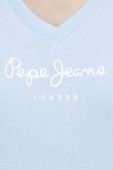 Бавовняна футболка Pepe Jeans Wendy V Neck колір блакитний