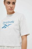 Бавовняна футболка Reebok Classic AE Big Logo Crop колір бежевий IC8094-CHAMEL