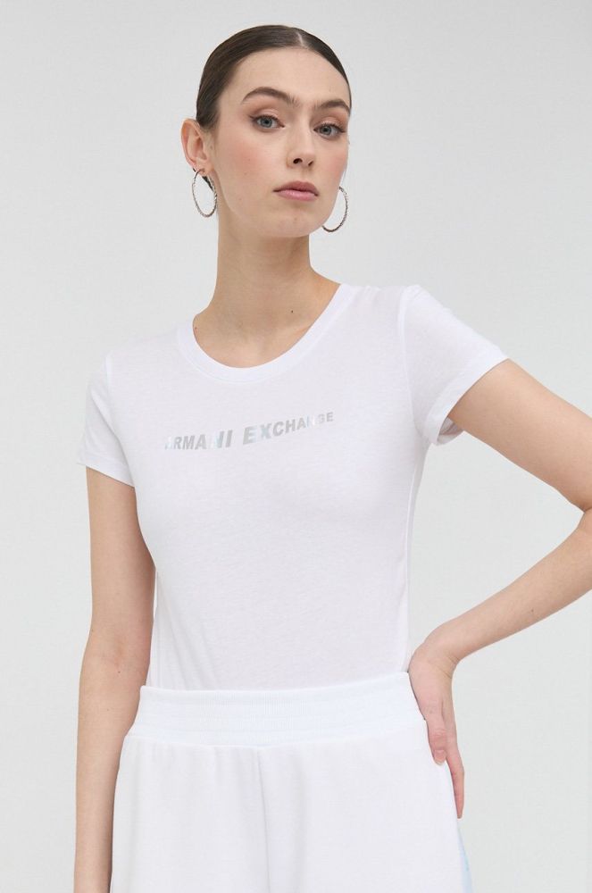 Бавовняна футболка Armani Exchange колір білий (2936842)