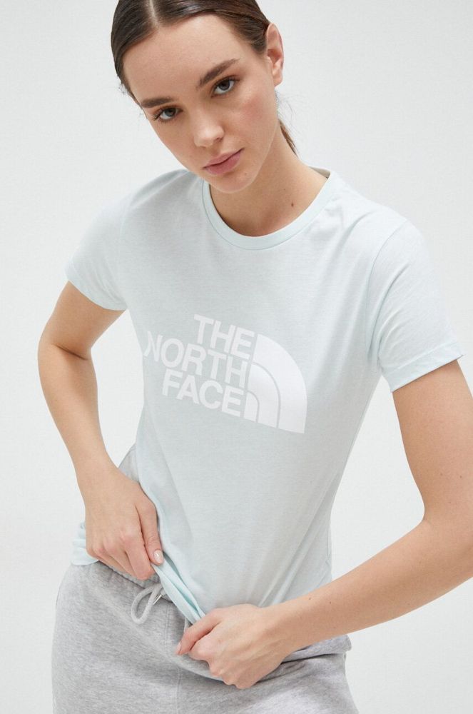 Бавовняна футболка The North Face колір бірюзовий