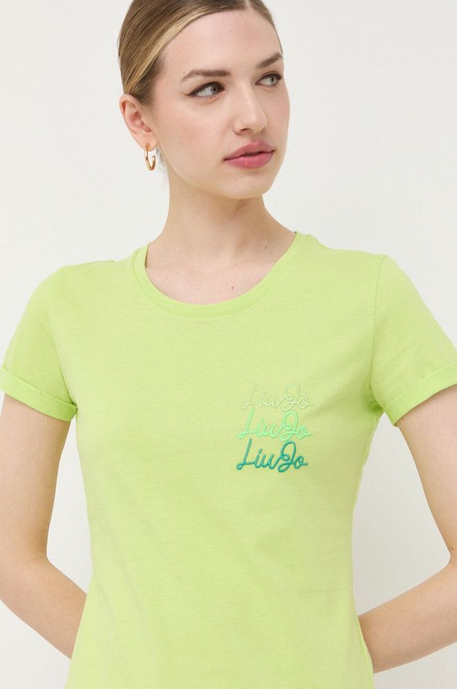 Бавовняна футболка Liu Jo колір зелений (3182161)