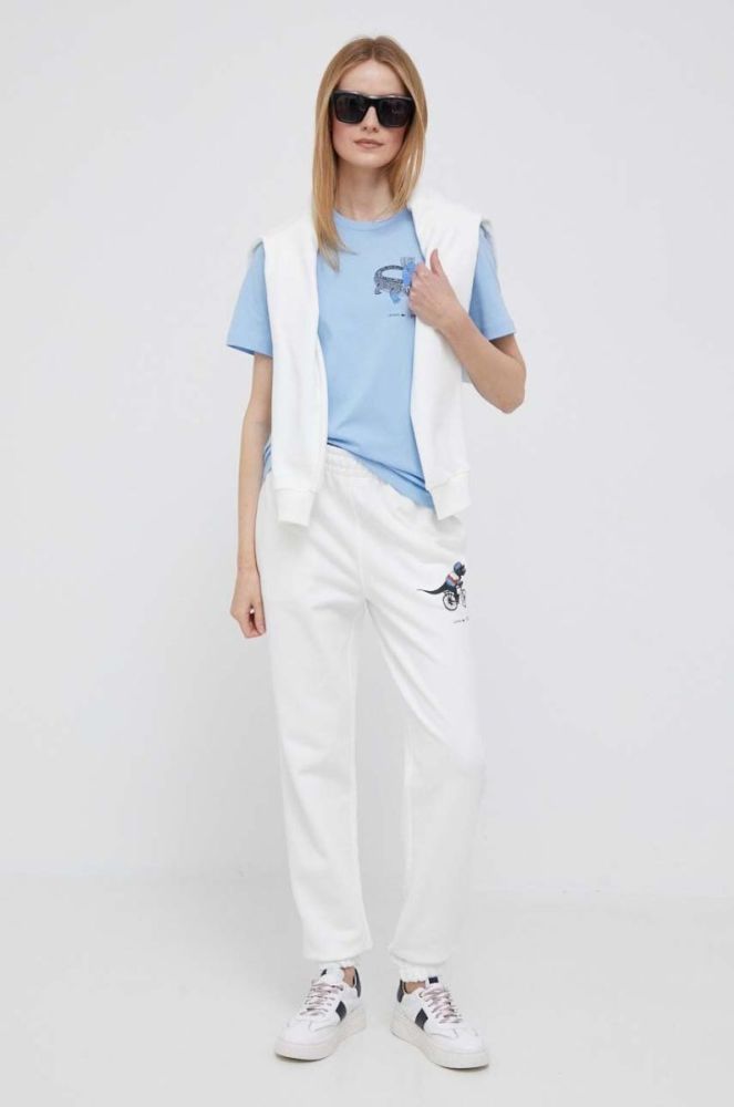 Бавовняна футболка Lacoste x Netflix TF7349-70V колір блакитний фото 2