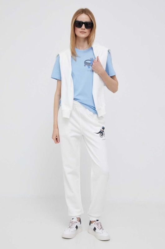 Бавовняна футболка Lacoste x Netflix TF7349-70V колір блакитний фото 2