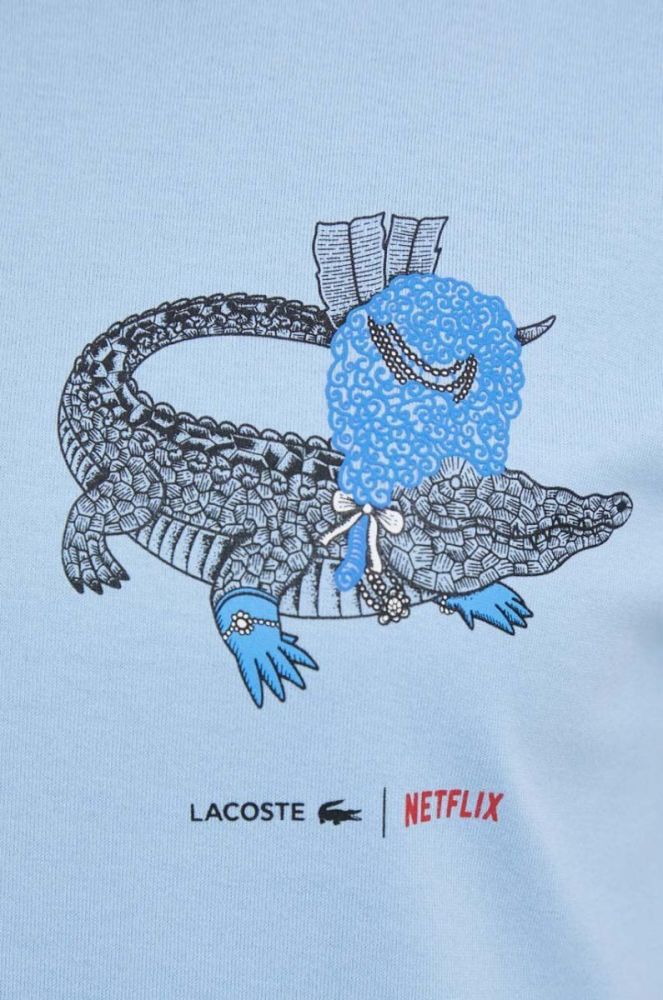 Бавовняна футболка Lacoste x Netflix TF7349-70V колір блакитний фото 5