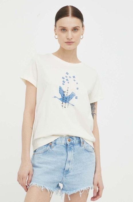 Бавовняна футболка Mustang колір бежевий (3258312)