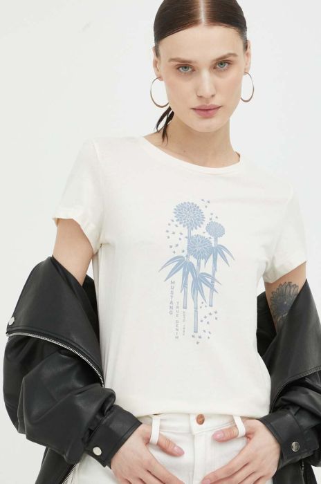 Бавовняна футболка Mustang колір бежевий (3261477)