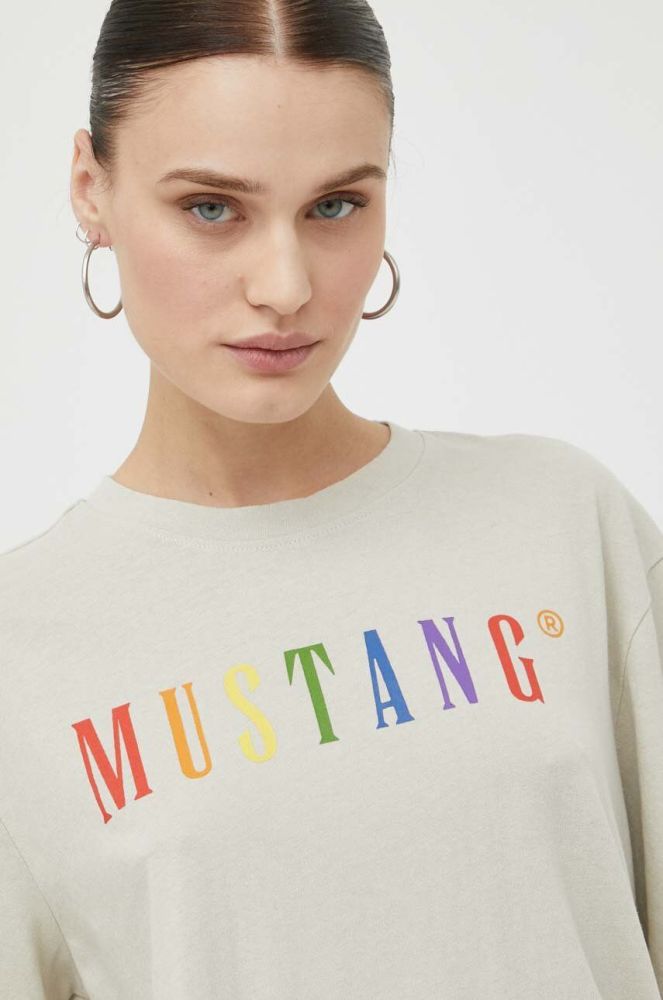 Бавовняна футболка Mustang колір бежевий (3314259)