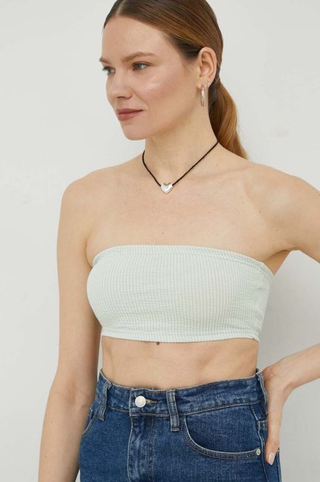 Топ American Vintage жіночий колір зелений оголене плече