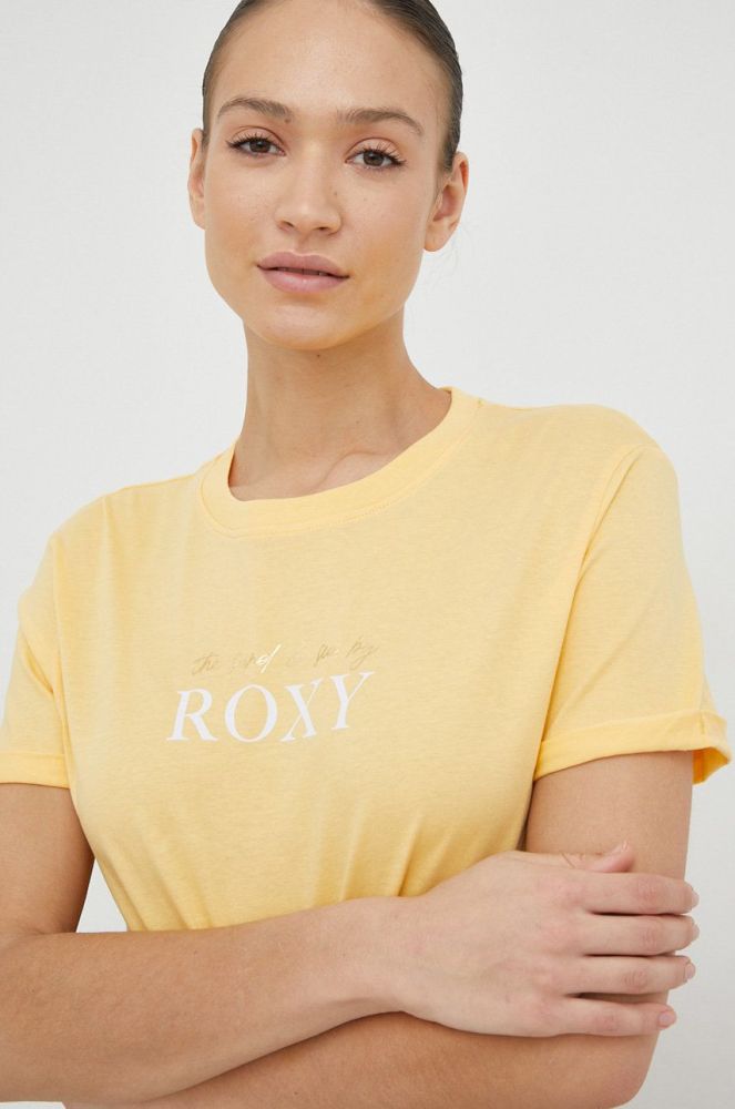 Бавовняна футболка Roxy колір жовтий