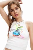 Бавовняний топ Desigual колір білий