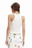 Бавовняний топ Desigual колір білий