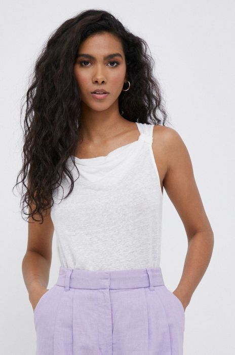 Льняний топ Pennyblack Rullante колір білий