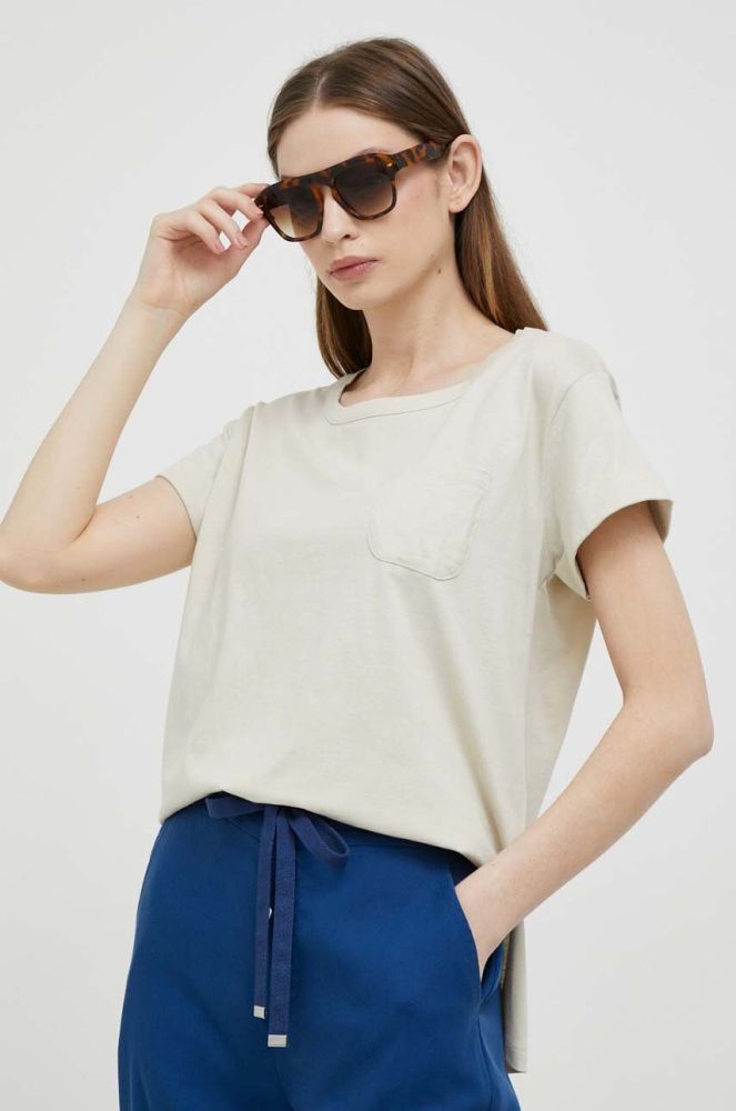 Бавовняна футболка Sisley колір бежевий (3300608)