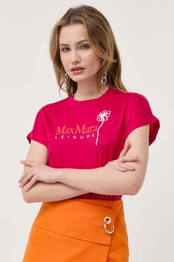 Бавовняна футболка Max Mara Leisure колір рожевий