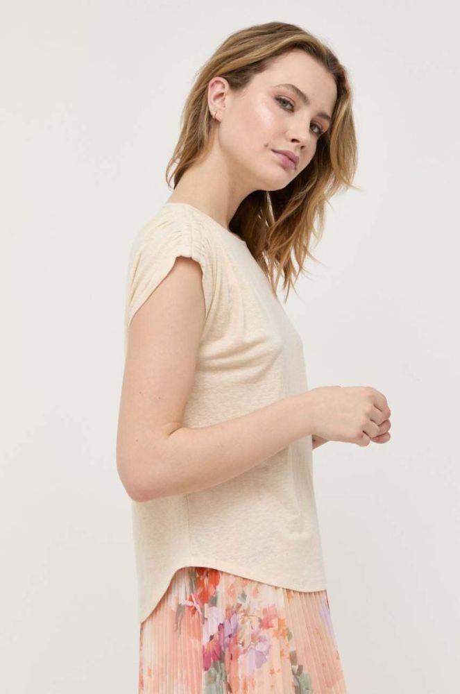 Льняна футболка Max Mara Leisure колір бежевий фото 4