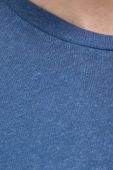 Футболка з домішкою льону United Colors of Benetton колір блакитний