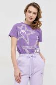 Бавовняна футболка Pinko колір фіолетовий (3001412)