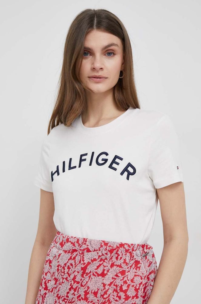 Бавовняна футболка Tommy Hilfiger колір бежевий (3096075)