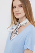 Футболка з домішкою льону Tommy Hilfiger колір блакитний