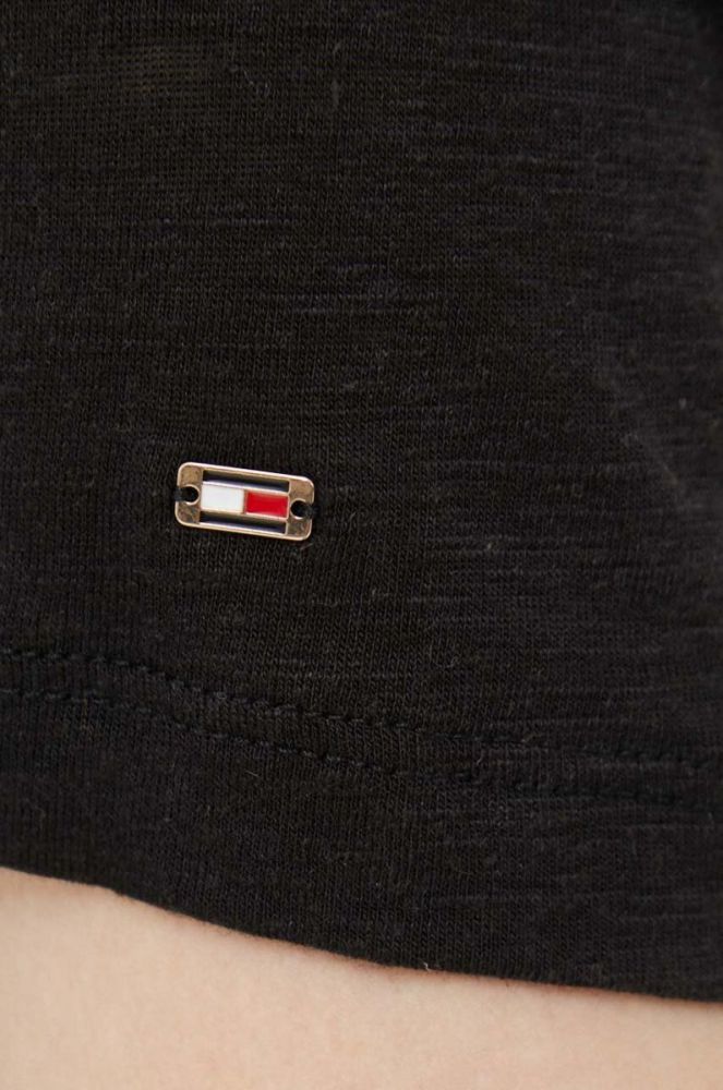 Футболка з домішкою льону Tommy Hilfiger колір чорний фото 5