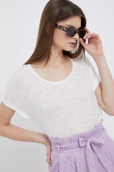 Футболка з домішкою льону Tommy Hilfiger колір білий (3167723)