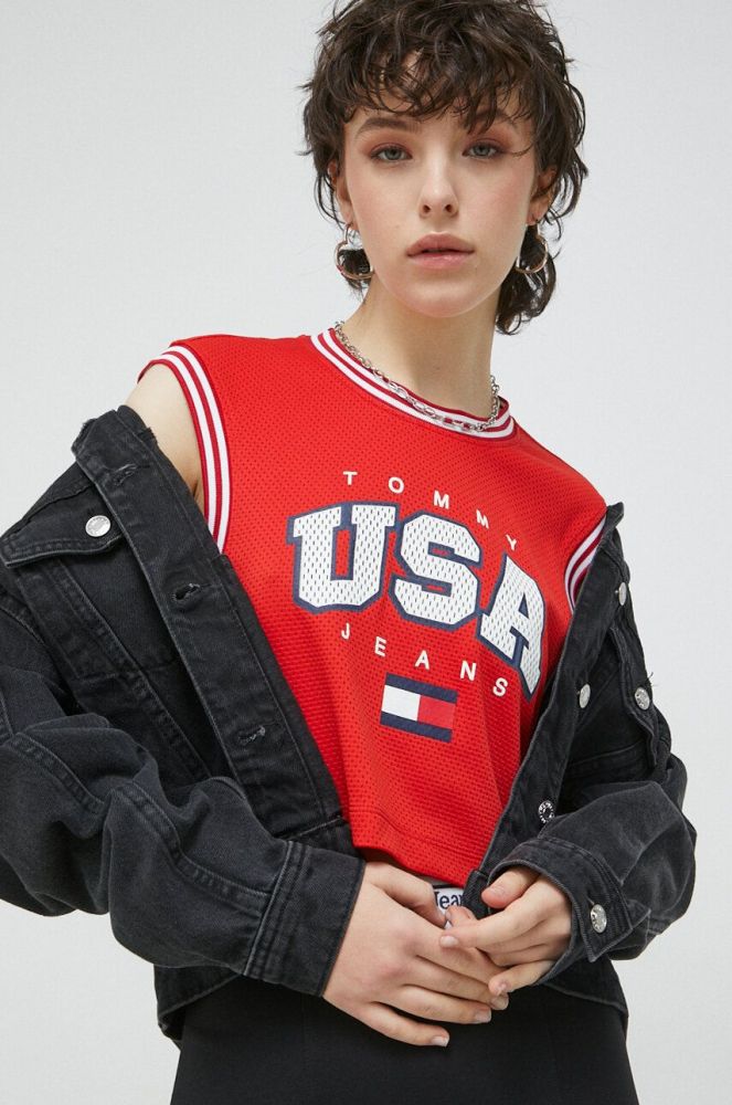 Топ Tommy Jeans жіночий колір червоний (2989108)