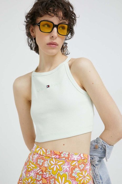Топ Tommy Jeans жіночий колір зелений (3083582)