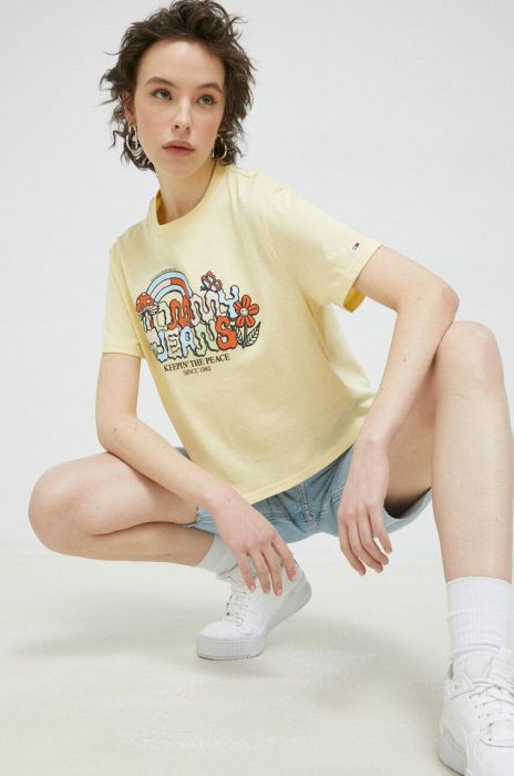 Бавовняна футболка Tommy Jeans колір жовтий (3075697)
