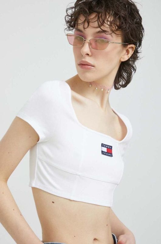 Топ Tommy Jeans жіночий колір білий (3072307)